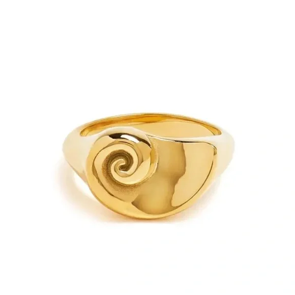 Jenny Bird Gold Lucille Signet Ring - size 3 - Picture 2 of 7